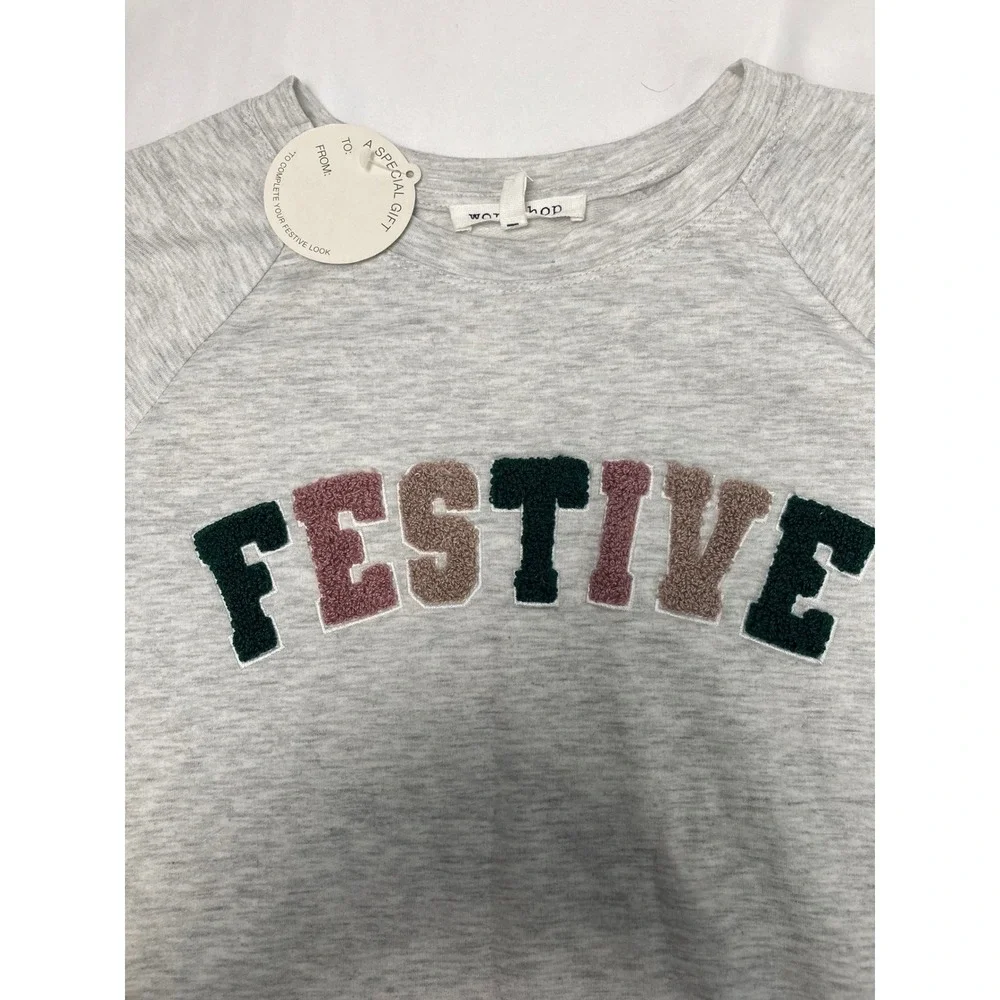 Workshop Republic Clothing "Festive" Sweatshirt | Light Gray Size‎ Large - Picture 3 of 8